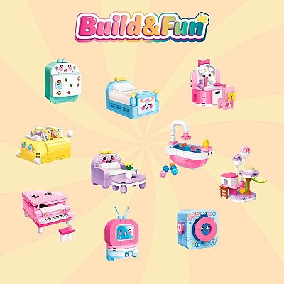 Bloco De Montar Set Build E Fun Casa Blind Box