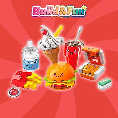 Bloco De Montar Set Build E Fun Fast Food 35012 (Kit C/ 6 Caixas)