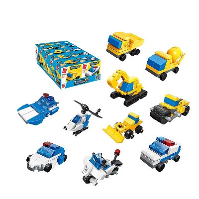 Bloco De Montar Set Construcao E Policia 3 Em 1 2105 (Kit C/ 10 Caixas)