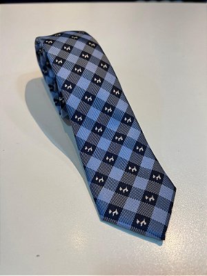 Gravata VM Xadrez Azul Claro Cachorrinho