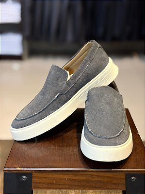 Sapato Mocassim Loafer Camurça - Cinza