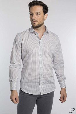 Camisa Slim Mini Quadriculado Manga Longa