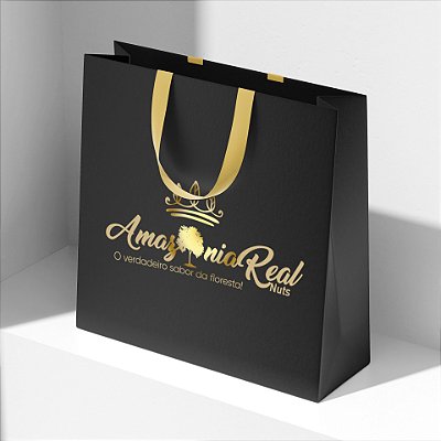 Sacola com Hot stamping dourado - 23,5x29cm