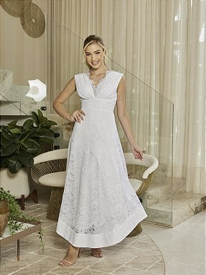 Vestido Noiva Civil Mirela Midi em Renda