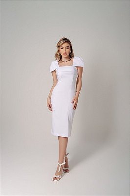 Vestido Noiva Civil Beatriz Midi com Laço