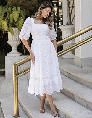 Vestido Júlia Midi em Lesie e Guipir