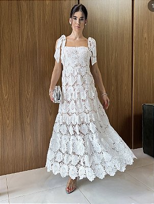 Vestido Ana Midi em Renda Guipir