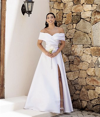 Vestido Rachel em Zibeline Ombro a Ombro
