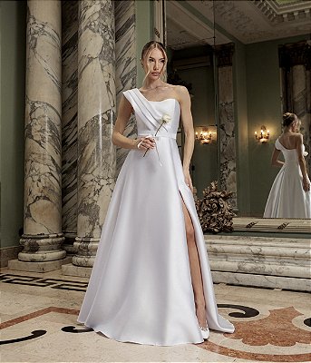 Vestido de Noiva Civil Michele em Zibeline