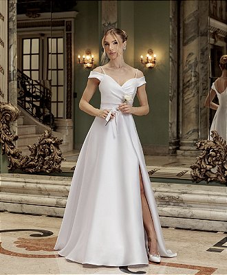Vestido Casamento Civil Longo Bruna em Zibeline