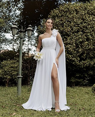 Vestido Estela Longo com Detalhe no Ombro
