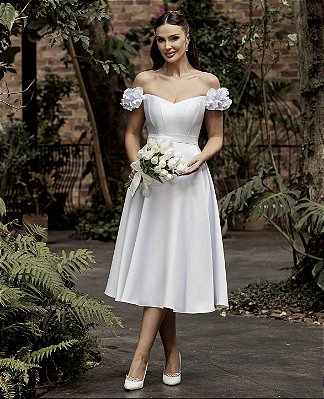 Vestido Casamento Civil Yasmim Midi em Zibeline