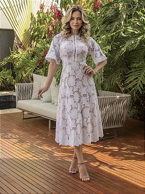 Vestido Noiva Civil Catarina em Guipir com Forro Nude