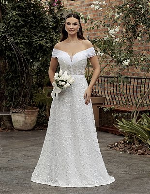 Vestido Longo Ariane com Bordado e Detalhes em Tule