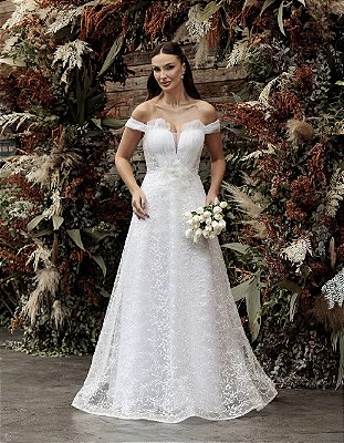 Vestido Longo Márcia em Renda e Tule