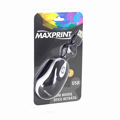 Mini Mouse Retrátil USB Ótico Maxprint 1000 DPI Preto