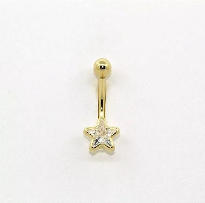 Piercing para umbigo - Estrela - Ouro amarelo 18K