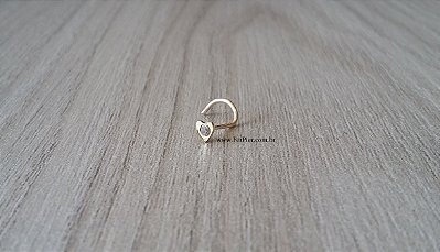 Piercing de nariz - Coração com pedra - Ouro Amarelo 18K