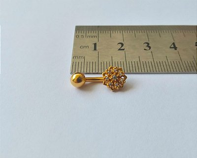 Piercing para o Umbigo - haste curta de 10mm - Folheado a Ouro