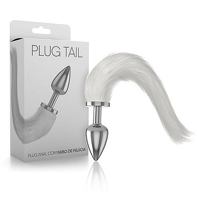 Plug Tail em Metal com Rabo de Pelúcia - Prata (AE-PLUG25RB)