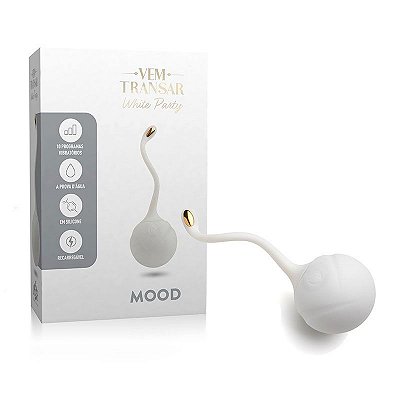 Bola para Pompoar com Vibro Mood - Recarregável - Vem Transar - White Party