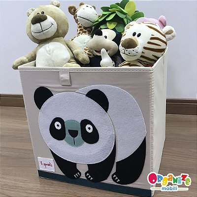 Cesto organizador infantil quadrado 3 sprouts modelo panda