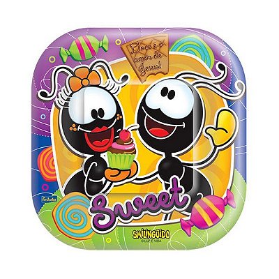 Prato Descartável Quadrado Smilinguido Sweet com 8Un - Festcolor Promo