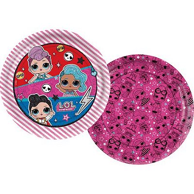 Prato Descartável de Papel Boneca LOL Surprise 18cm com 8 UN - Regina