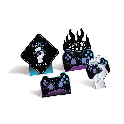 Enfeite Silhueta Decorativa de Mesa Gamer Sortido com 4 Unidades - Cromus 23012346