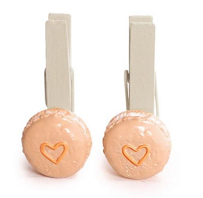 Prendedor Decorado Macaron Laranja com 6 Unidades - Ref 1421212 Cromus