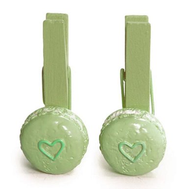 Mini Prendedor Decorado Macaron Verde Claro Jogo com 6 un - Ref 1421200 Cromus