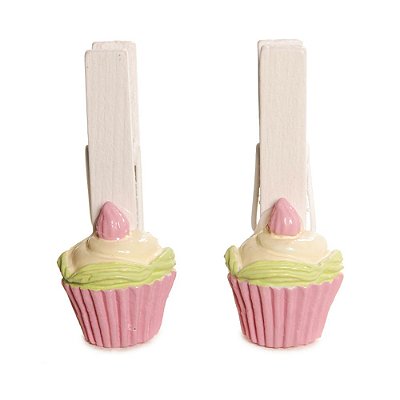Prendedor Decorado Cupcake Rosa Jogo com 6 Un - Ref 1421214 Cromus
