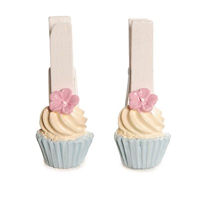 Prendedor Decorado Cupcake Azul Claro Jogo com 6 Un - Ref 1421215 Cromus