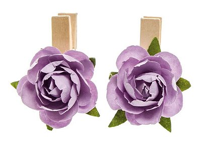 Prendedor Flor de Papel Lilas Jogo com 8 Un - Cromus Esp