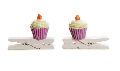 Prendedor Decorado Cupcake 3D Rosa Claro e Verde Jogo com 4 Un - Ref 1421227 Cromus