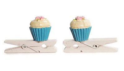 Prendedor Decorado Cupcake 3D Azul - Jogo com Un - Ref 1421228 Cromus