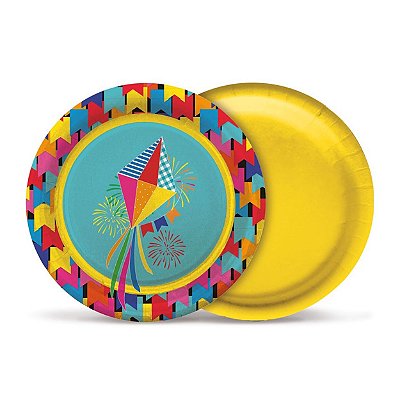 Prato Redondo de Papel Festa Junina Quadrilha com 8 Un - Cromus 23310119