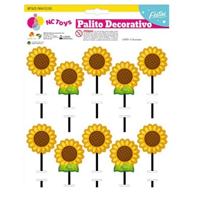 Palito Decorativo Girassol com 10 Unidades - NC Toys