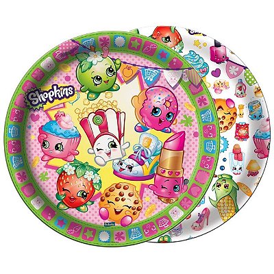 Prato Descartável Redondo de Papel Festa Shopkins com 8 Un - Festcolor Promo