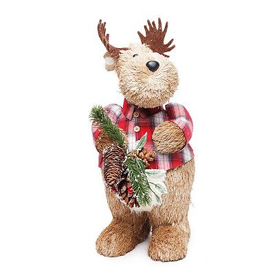 Rena Em Pé De Palha com Camisa Xadrez Vermelho e Branco - Linha Dallas Cromus 1209777