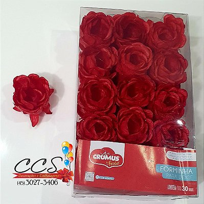 Forminha Para Doces Flora - Vermeho Rubi com 30 Unidades - Cromus 28610701