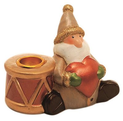 Porta Vela Papai Noel com Coração Nude - Coleção Luz de Natal - Cromus 1212142