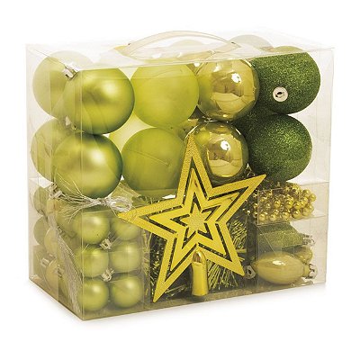 Kit Decorativo de Natal Festão, Bolas e Cordão Verde Claro com 51 itens - Ref 1213409 Cromus Natal