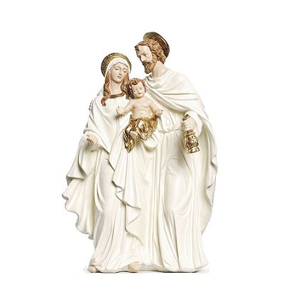 Sagrada FAmilia Branco / Ouro em Resina - Cromus 1698051