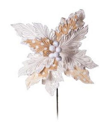 Flor de Natal Poinsettia Nude Com Branco Cabo Médio - Cromus 1641630