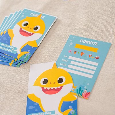 Convite de Aniversário Festa Baby Shark 10,5X13,5 com 08 Un - Cromus 23011758