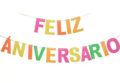 Faixa Feliz Aniversário Fluorescente Neon 18cm - Silver