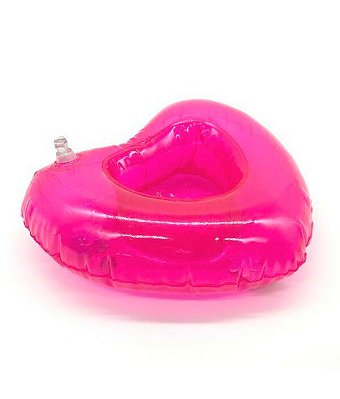 Boia Inflável Porta Copo Coração Rosa Neon