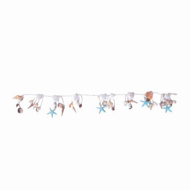 Corda com Conchas e Estrelas do Mar Bege com Azul -Linha Coast - Cromus 1594688