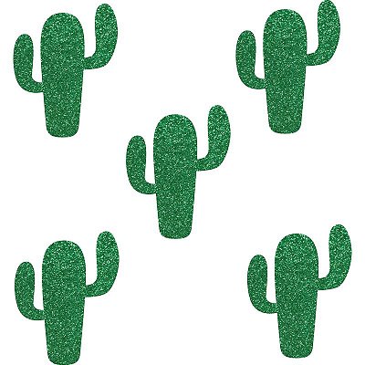 Aplique Decorativo de E.V.A Glitter Cacto com 5Un - Ref 9720 - Piffer